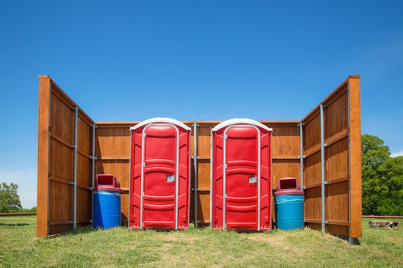 Short-term porta potty units staged for delivery in Cypress, California